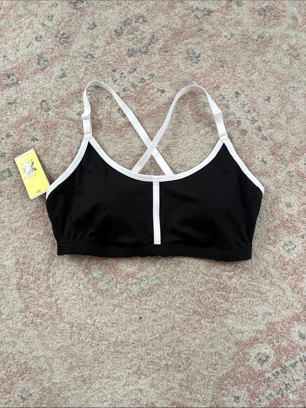 All in Motion Black Sports Bra with White Trim